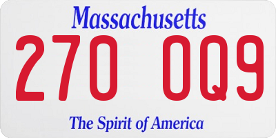 MA license plate 270OQ9