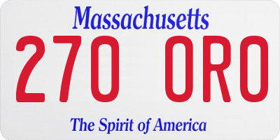 MA license plate 270OR0