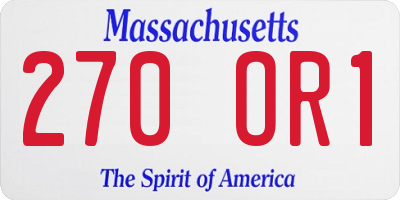 MA license plate 270OR1