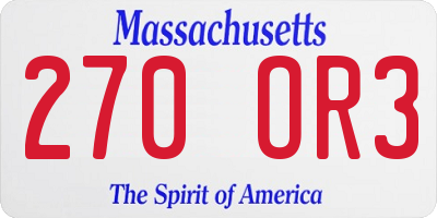 MA license plate 270OR3