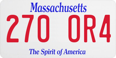 MA license plate 270OR4