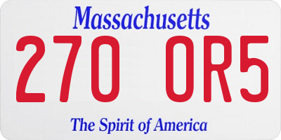 MA license plate 270OR5
