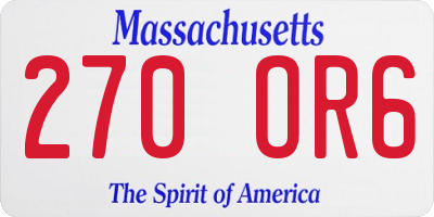 MA license plate 270OR6