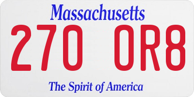 MA license plate 270OR8