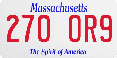 MA license plate 270OR9