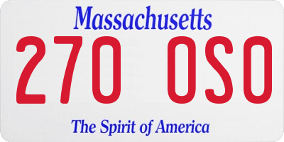 MA license plate 270OS0