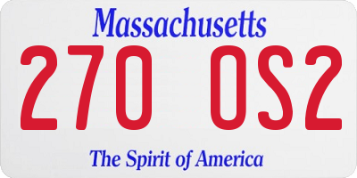 MA license plate 270OS2