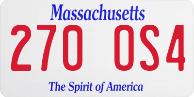 MA license plate 270OS4