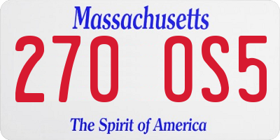 MA license plate 270OS5