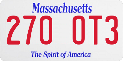 MA license plate 270OT3