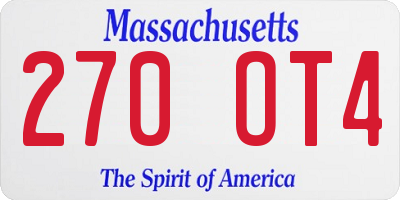 MA license plate 270OT4