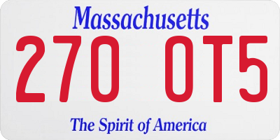 MA license plate 270OT5