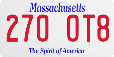 MA license plate 270OT8