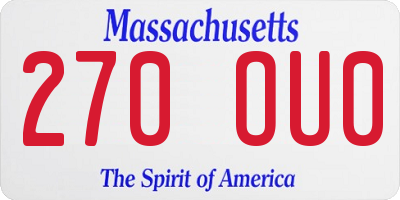MA license plate 270OU0