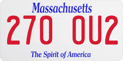 MA license plate 270OU2