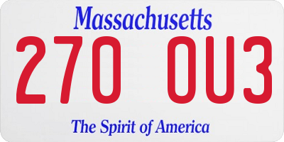 MA license plate 270OU3