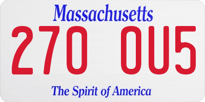 MA license plate 270OU5