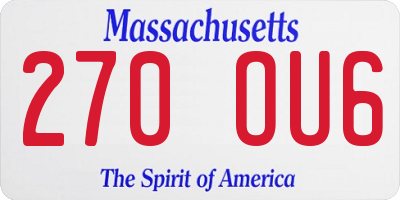 MA license plate 270OU6
