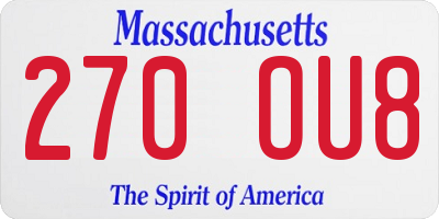 MA license plate 270OU8