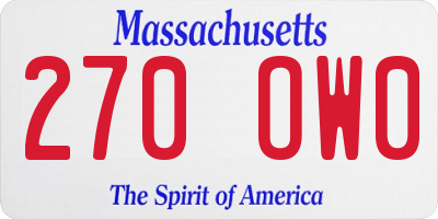 MA license plate 270OW0