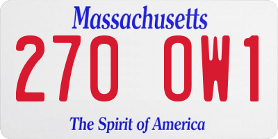 MA license plate 270OW1