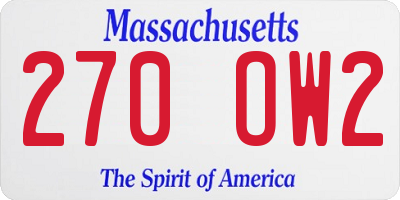 MA license plate 270OW2