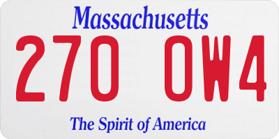 MA license plate 270OW4
