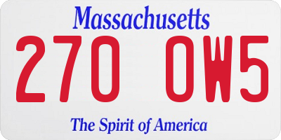 MA license plate 270OW5