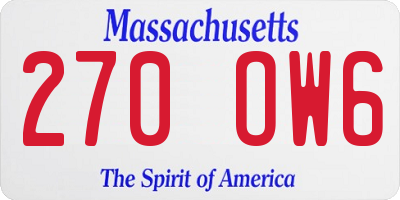 MA license plate 270OW6