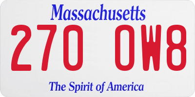 MA license plate 270OW8