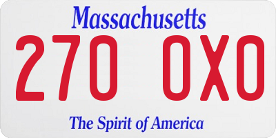 MA license plate 270OX0