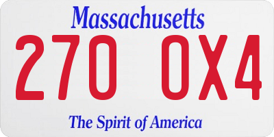 MA license plate 270OX4