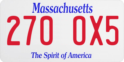 MA license plate 270OX5