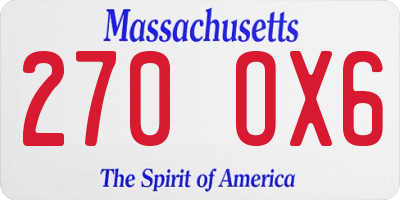 MA license plate 270OX6