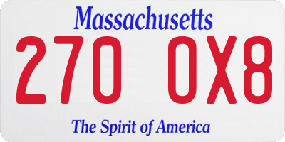 MA license plate 270OX8