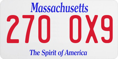 MA license plate 270OX9