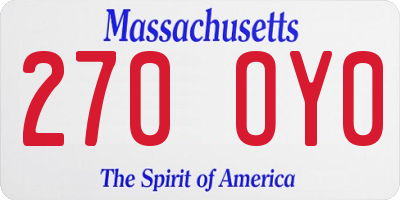 MA license plate 270OY0
