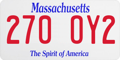 MA license plate 270OY2