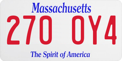 MA license plate 270OY4