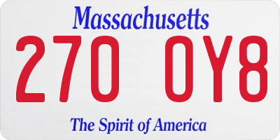 MA license plate 270OY8