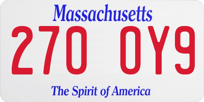 MA license plate 270OY9