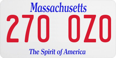 MA license plate 270OZ0
