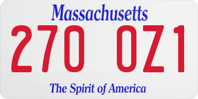 MA license plate 270OZ1