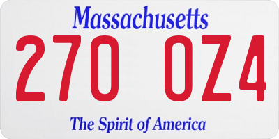 MA license plate 270OZ4