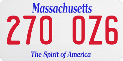 MA license plate 270OZ6