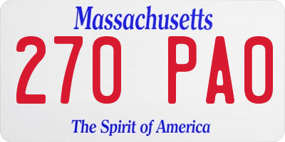 MA license plate 270PA0