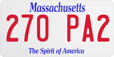 MA license plate 270PA2