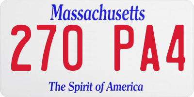 MA license plate 270PA4