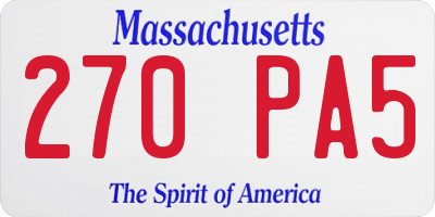 MA license plate 270PA5