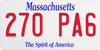 MA license plate 270PA6